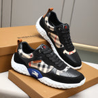 Men's Plaid Patchwork Chunky Sole Casual Sneakers NE190125
