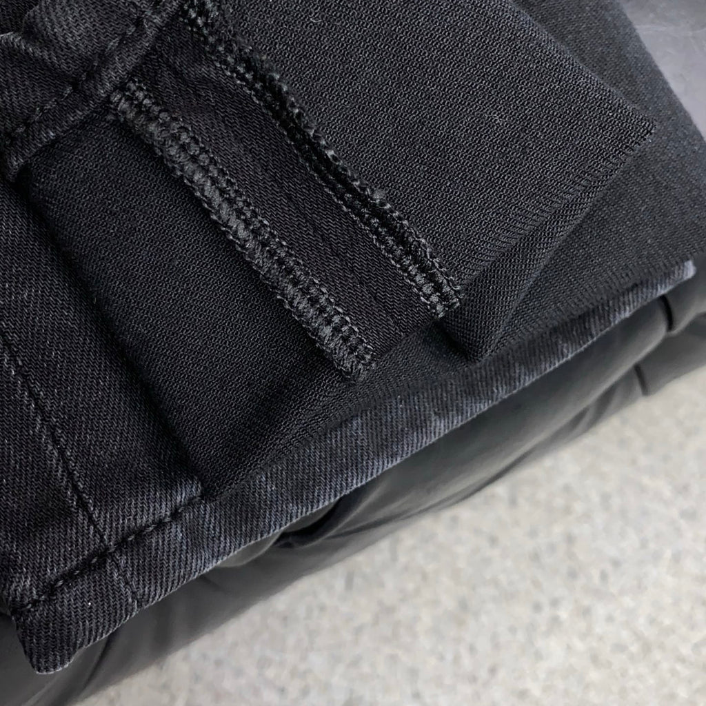 Black Washed Mens Embroidered Pocket Denim Trousers R260522