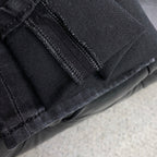 Black Washed Mens Embroidered Pocket Denim Trousers R260522