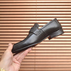 Men's H Buckle Croc Embossed Panel Loafers M10342250