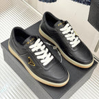 Triangle Badge Flat Lace-up Sneakers With Perforated Toe S265505