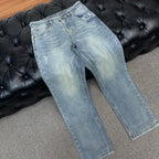 Pale Washed Denim Jeans With Faint Star Print On Back Pocket R260501