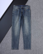 Vertical Embroidered Pocket Slim Fit Denim V260829