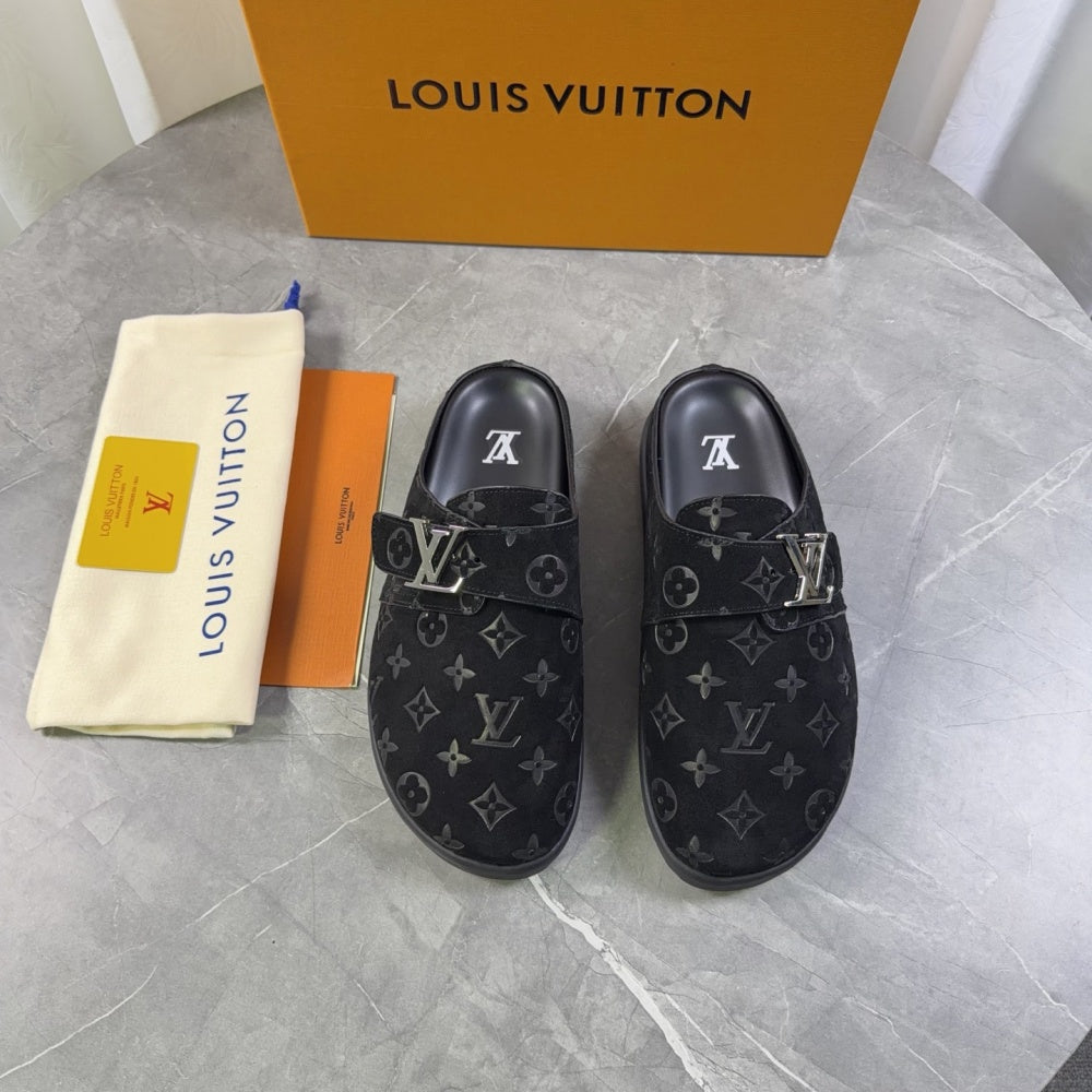 Embossed Strap Buckle Mule Slides S265511