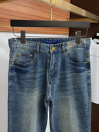 Mid Blue Faded Wash Subtle Printed Pocket Denim Jeans L260615