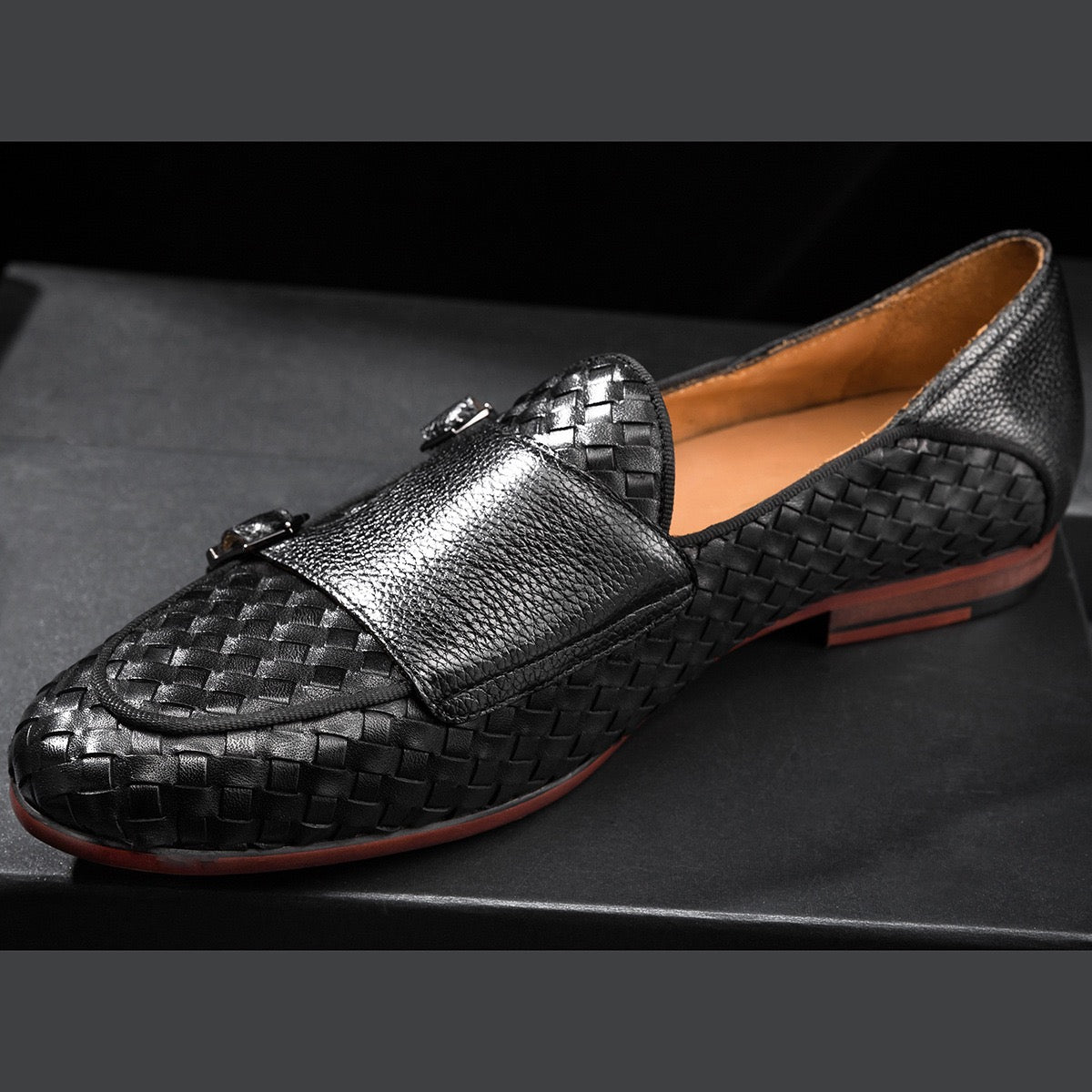 Woven Double Monk Loafers P050523