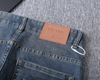 Letter Crest Embroidery Pocket Slim Fit Denim V260838
