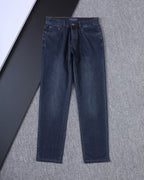 Dark Indigo Monogram Embroidered Slim Denim V260846