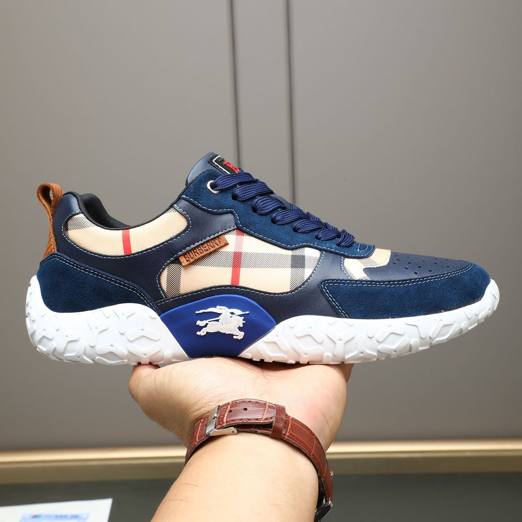 Men's Plaid Patchwork Chunky Sole Casual Sneakers NE190125