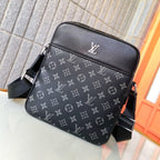 Printed Fabric Leather Trim Square Crossbody Messenger Bag B101007