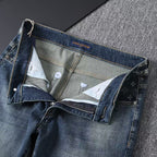 Vintage Blue Printed Mens Jeans E260925