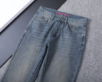 Letter Crest Embroidery Pocket Slim Fit Denim V260838
