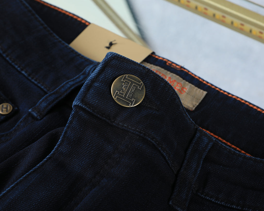Deep Indigo Horse Embroidery Slim Denim M260709