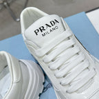 Smooth Leather Fabric Patchwork Triangle Logo Chunky Sole Sneakers S283411