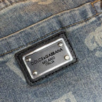 Light Vintage Faded Wash Allover Monogram Print Slim Jeans C261031
