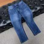 Medium Blue Wash Embroidery Letter Pocket Denim Jeans L260628