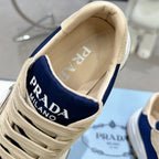 Suede Fabric Patchwork Triangle Logo Chunky Sole Sneakers S283410