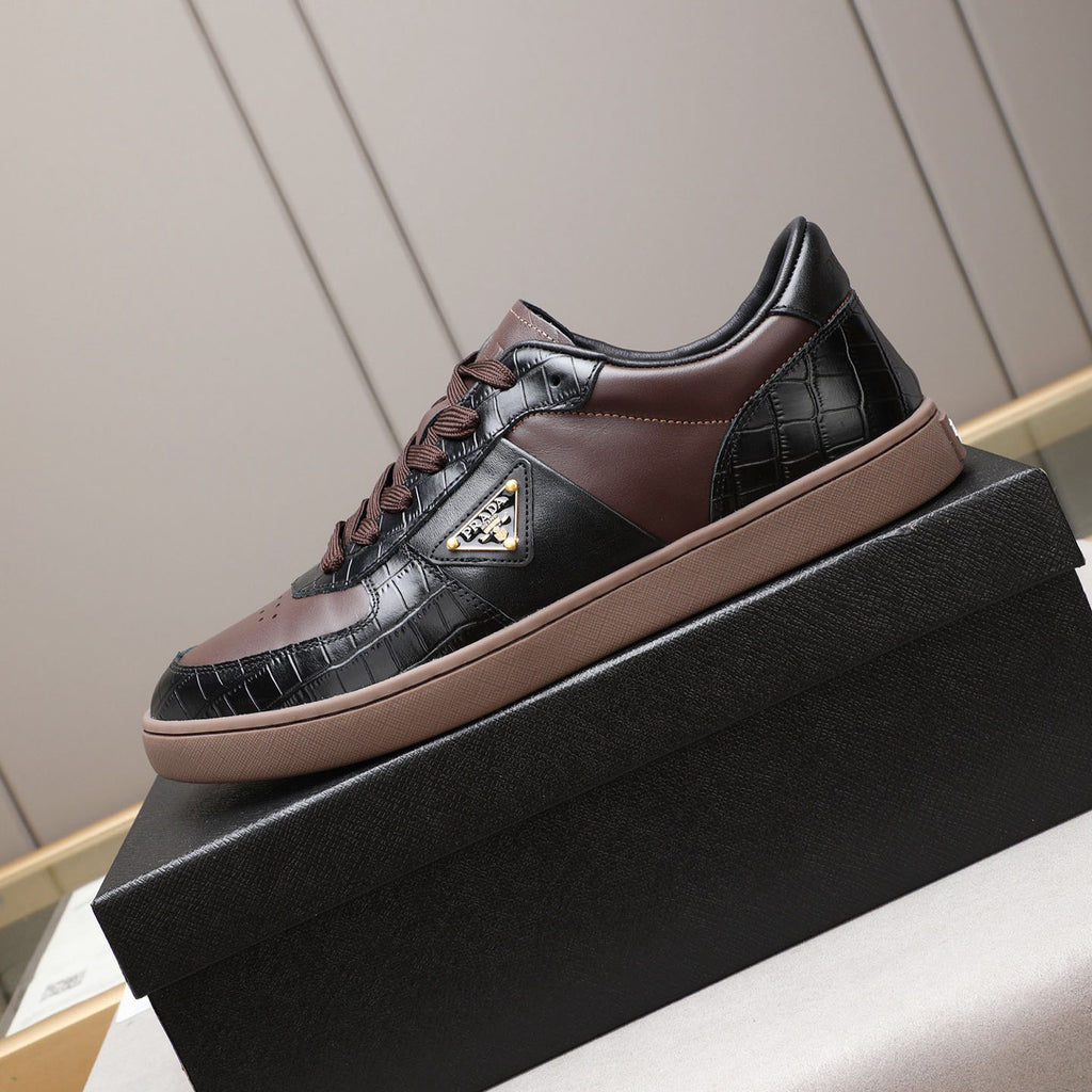 Croc Embossed Patchwork Triangle Logo Low Top Sneakers S283409
