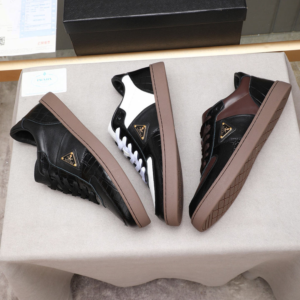 Croc Embossed Patchwork Triangle Logo Low Top Sneakers S283409