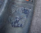 Vintage Fade Camo Pattern Embroidered Jeans V260850