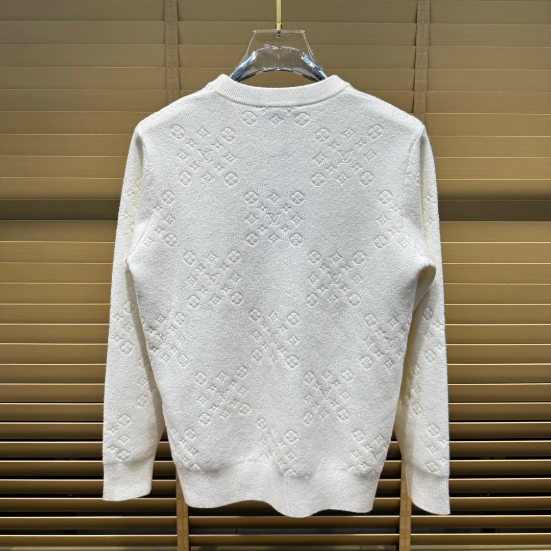 New Crew Neck Diamond Arrangement Jacquard Knit Sweater GN380104