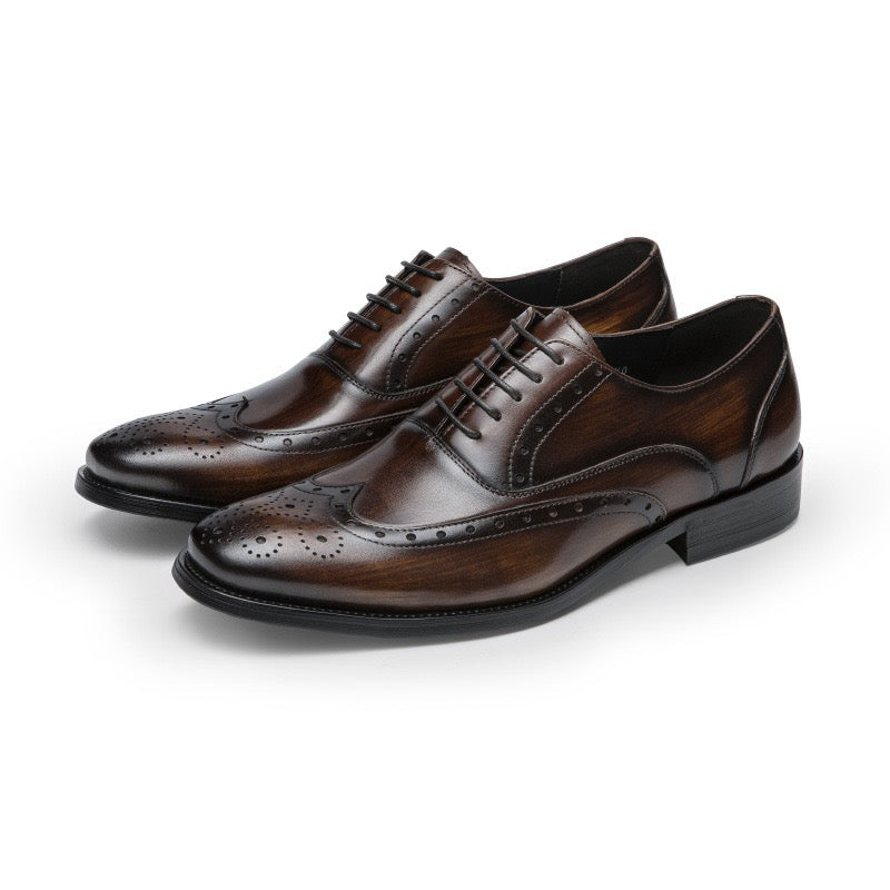 Full Brogue Wingtip Oxford Shoes Lace-Up Formal Dress Shoes Y101126