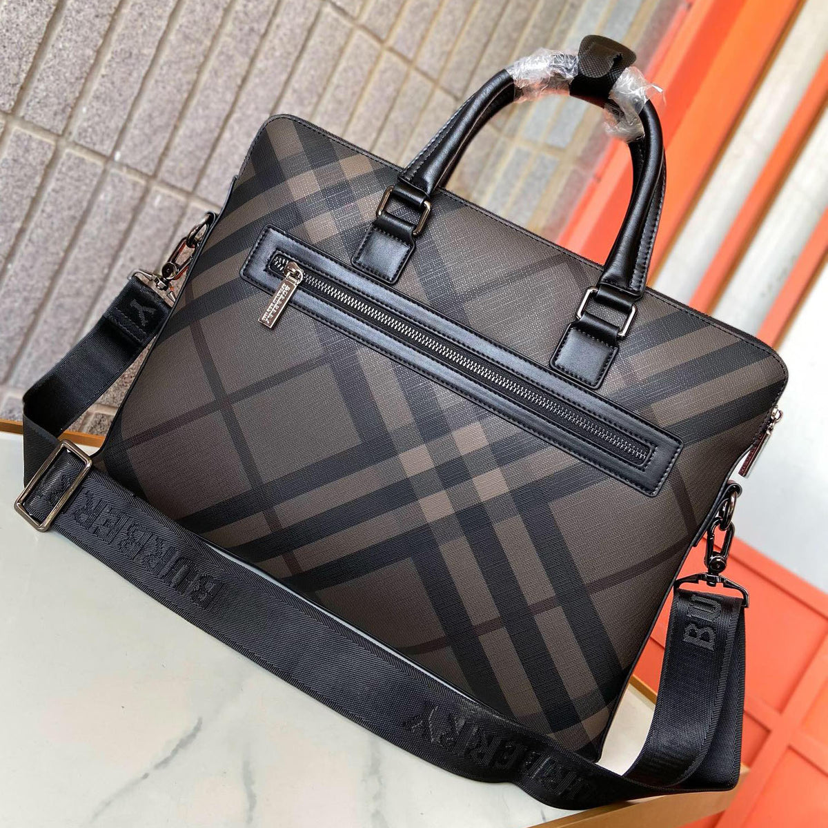 Classic Plaid Print Handheld Business Briefcase B101011