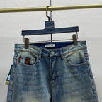 Light Wash Embossed Letter Embroidery Denim Jeans L260636