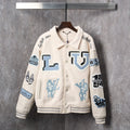 Men's Multi Patch Embroidered Collared Varsity Jacket YG500106
