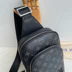 Printed Fabric Metal Logo Vertical Chest Sling Bag B101009