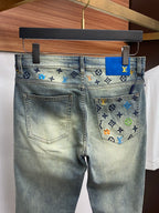 Vintage Fade Multi-Tone Floral Embroidery Jeans E260945