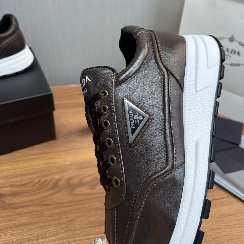Calfskin Triangle Badge Lace-Up Sneaker S283439