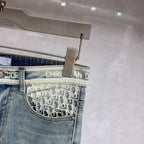 Light Faded Vintage Wash Denim Pants With Printed Waistband Detail L260621
