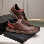 Red Side Label Leather Low Top Sneakers S283408