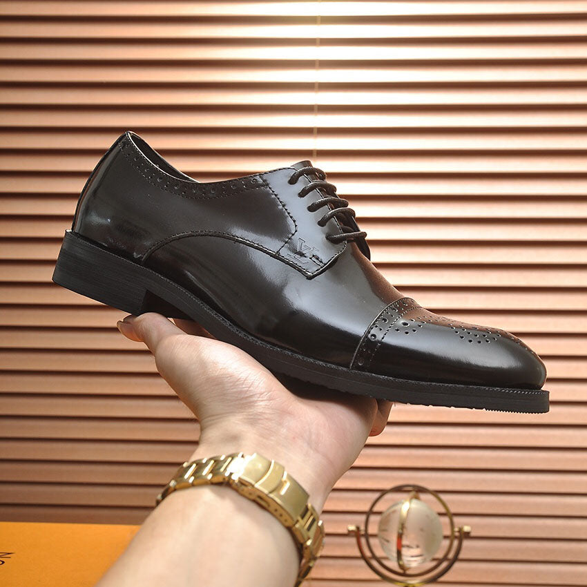 Men's Patina Brogue Cap-Toe Lace-Up Oxford Dress Shoes NE190111