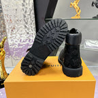 Embossed Chunky Lug Sole Work Ankle Boots S265507