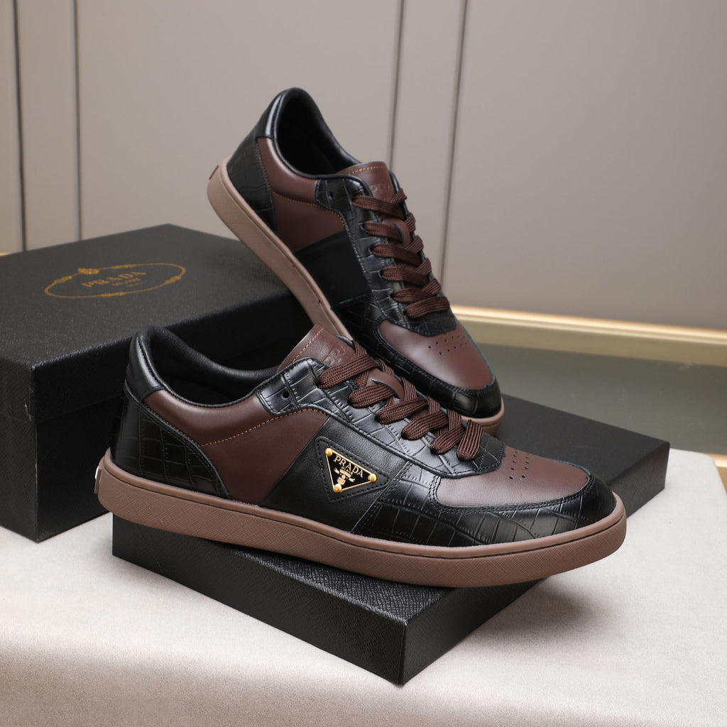 Croc Embossed Patchwork Triangle Logo Low Top Sneakers S283409