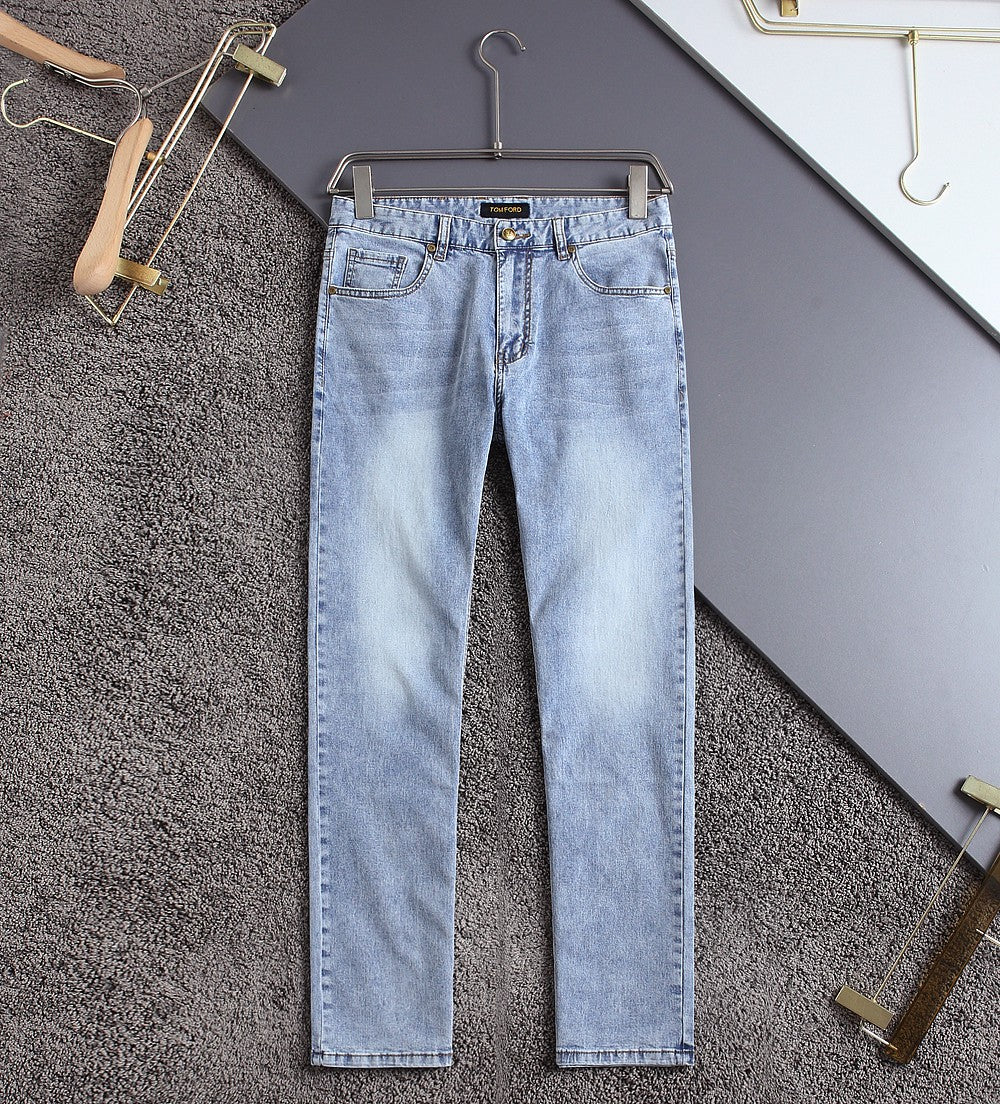 Light Blue Faded Minimal Stitch Logo Slim Denim Jeans M260743