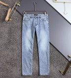 Light Blue Faded Minimal Stitch Logo Slim Denim Jeans M260743
