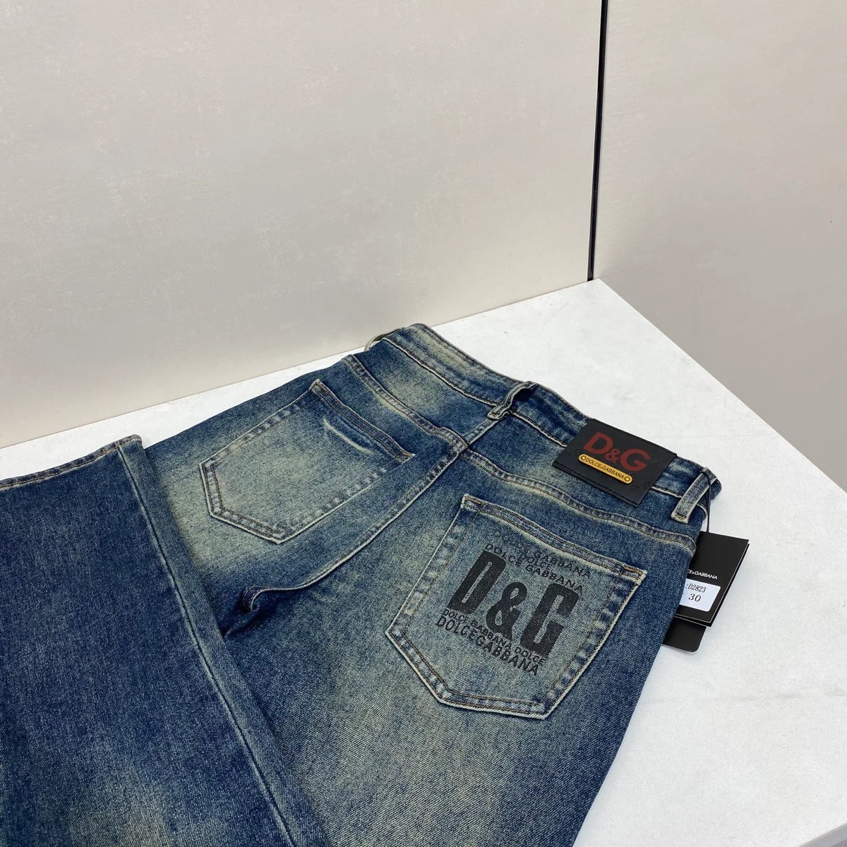 Vintage Dark Blue Printed Logo Slim Jeans E260905