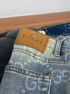 All-Over Double G Monogram Print Slim Denim V260802