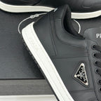Triangle Badge Flat Lace-up Sneakers With Perforated Toe S265505