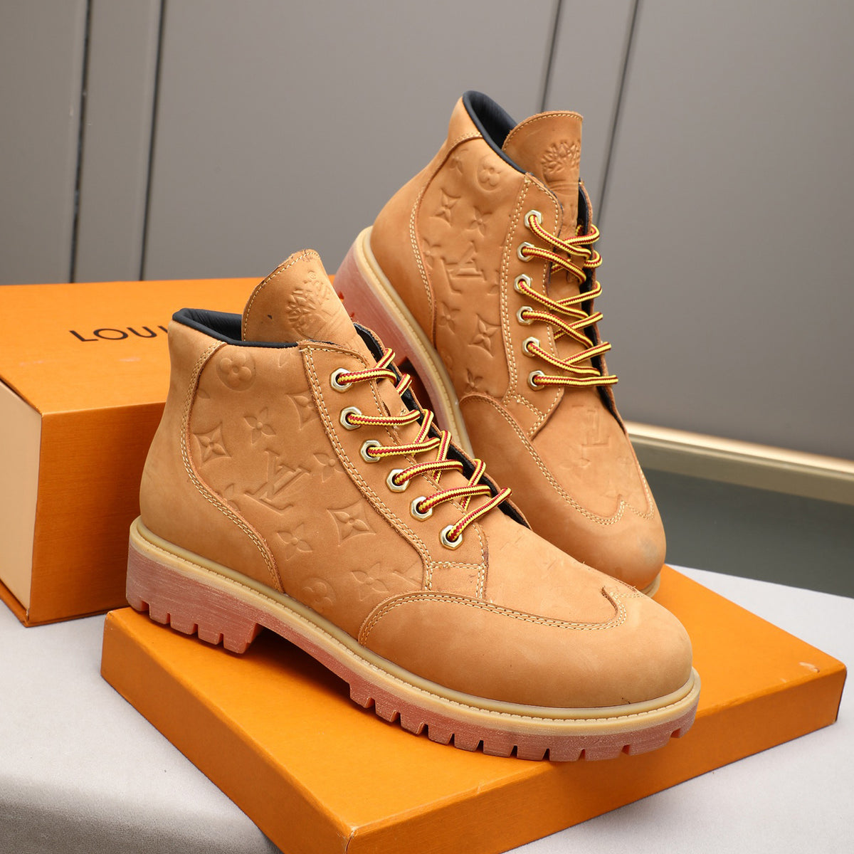 Men's Debossed Monogram High Top Work Boots NE190120