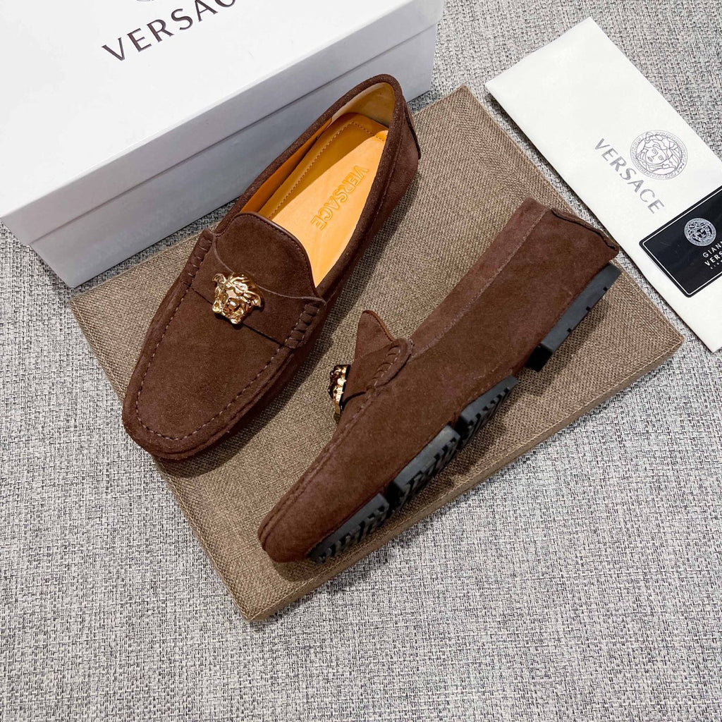 Men's Medusa Gold Emblem Slip-On Loafer Driving Shoes NE190117