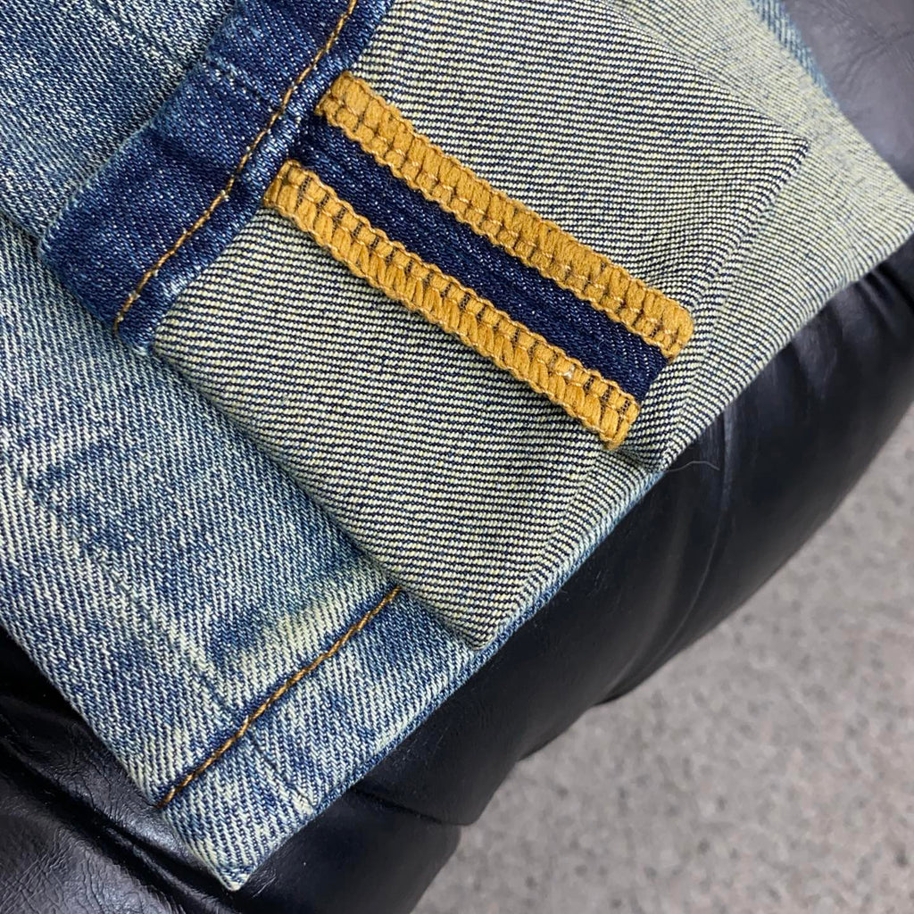 Vintage Wash All-Over Geometric Motif Print Denim Jeans L260645