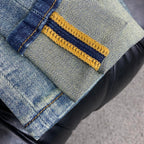 Vintage Wash All-Over Geometric Motif Print Denim Jeans L260645