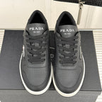 Triangle Badge Flat Lace-up Sneakers With Perforated Toe S265505