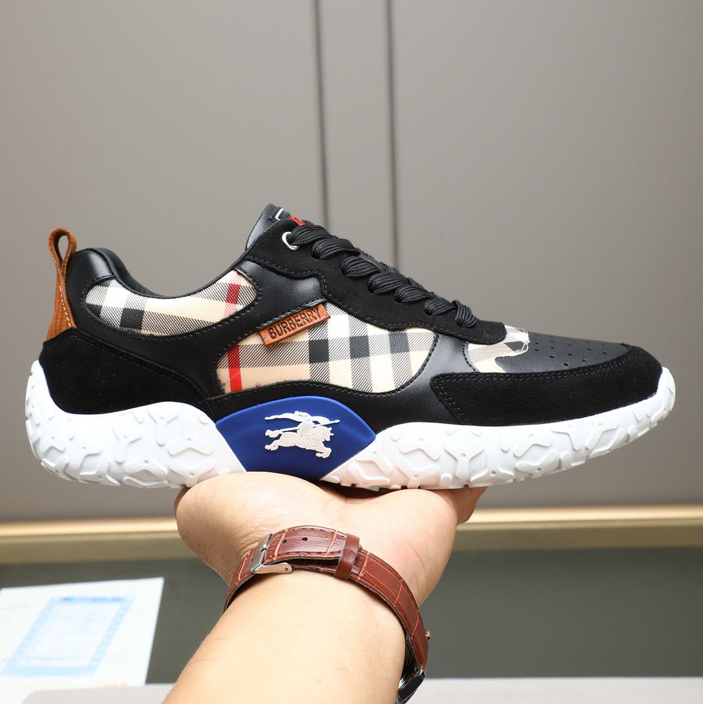 Men's Plaid Patchwork Chunky Sole Casual Sneakers NE190125