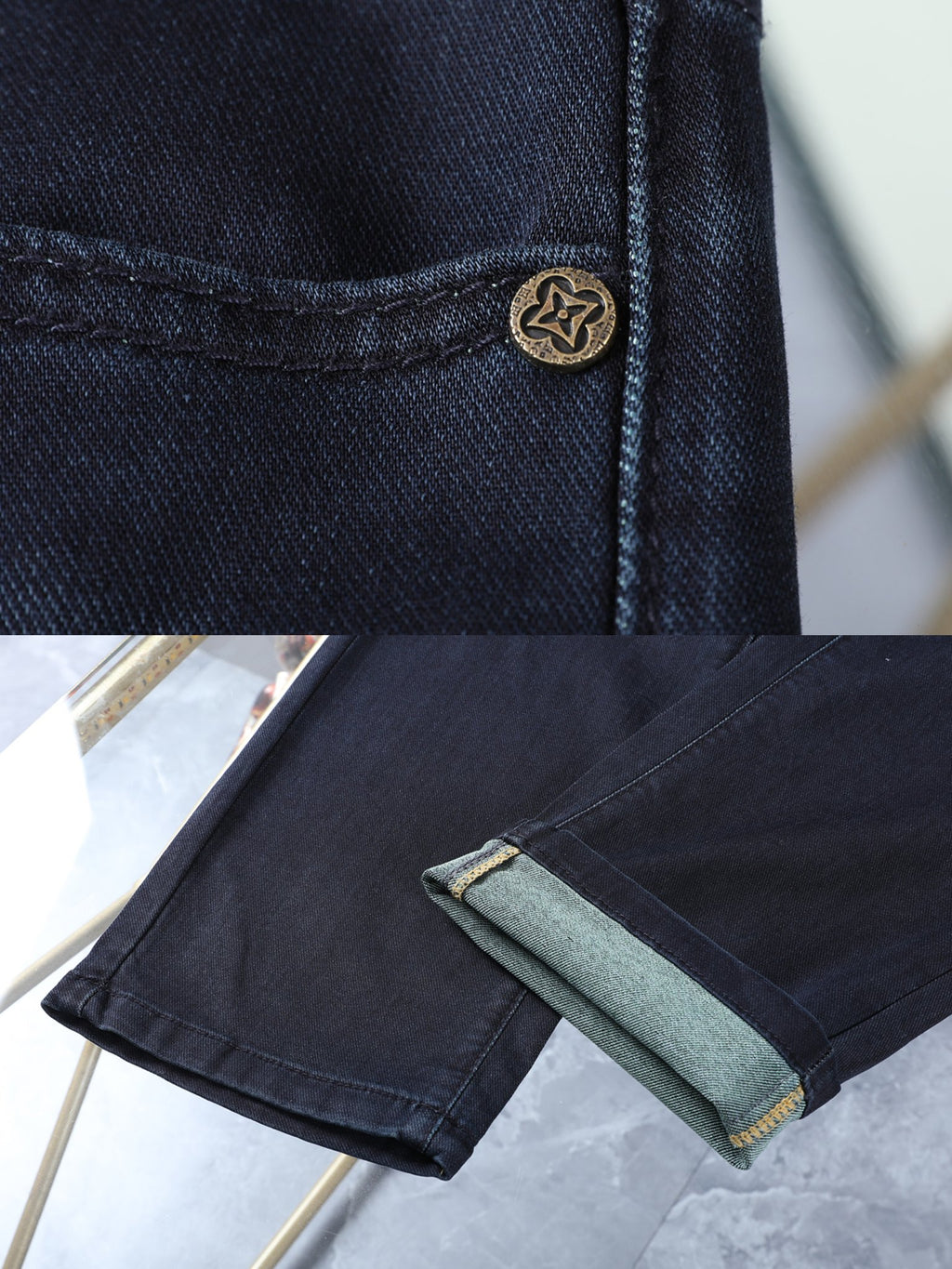 Dark Indigo Studded Check Crest Jeans E260921