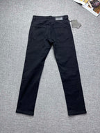 Solid Black Debossed Shield Motif Slim Denim M260716